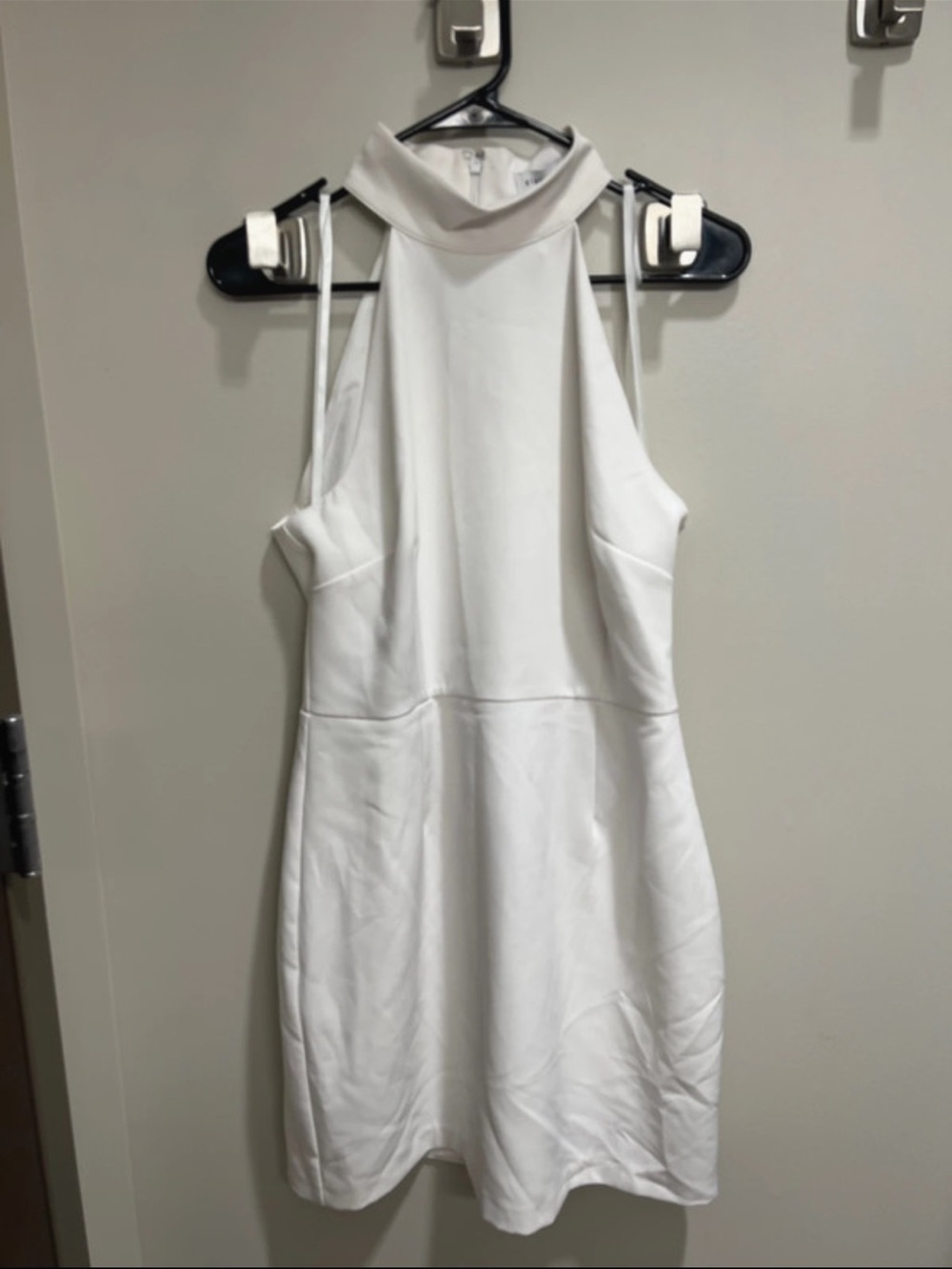 Gianni Bini White High-Neck Mini Dress